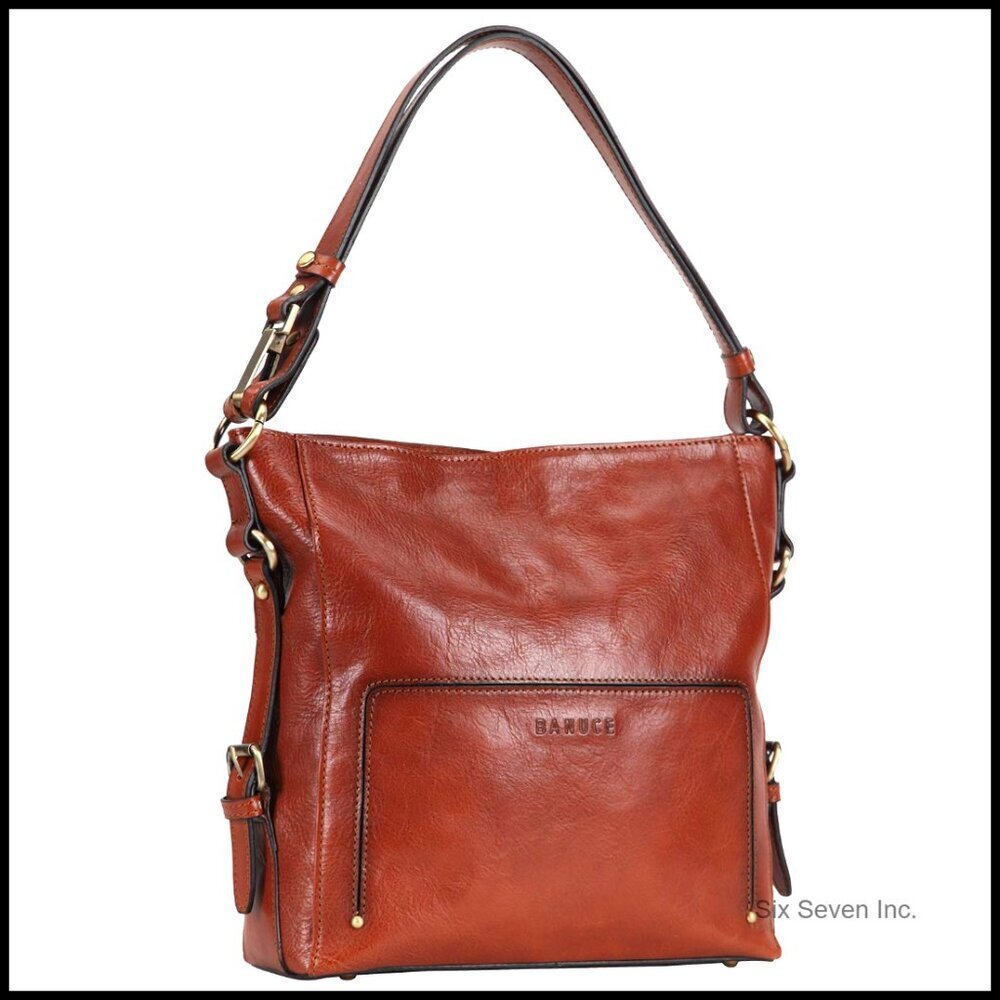 Full Grain Italian Leather Hobo Bag Convertible Strap Vintage Shoulder Purse